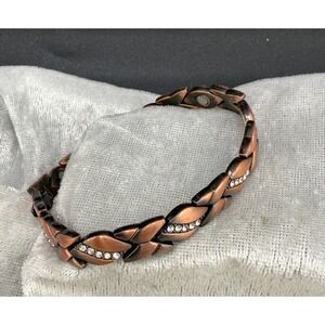 Copper Tennis Bracelet With Magnets 8.5"‎
